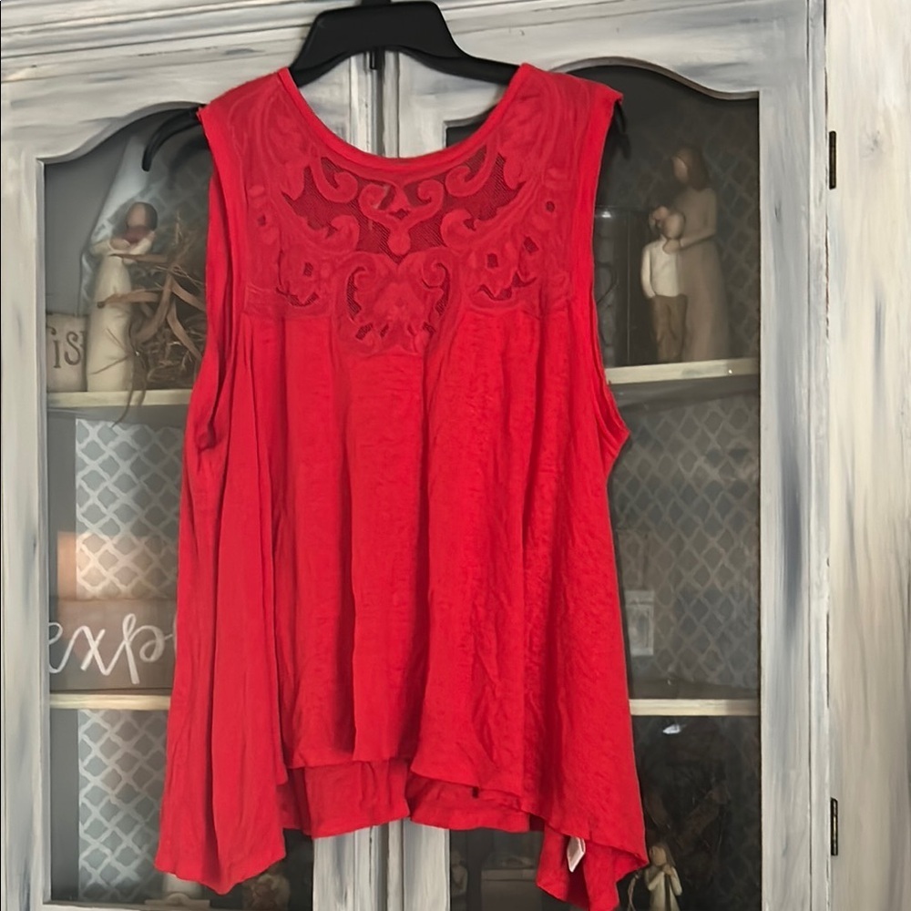 Free people Elegant Red Sleeveless Top